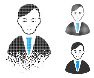 Yarı ton işadamı simge yüzü toz noktalı