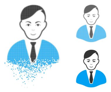 Yüz ile toz nokta yarı ton işadamı simgesi