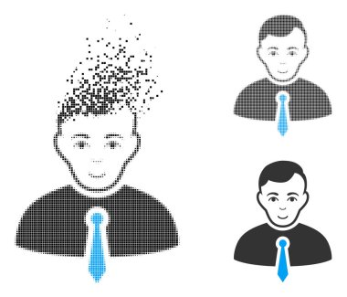 Hareketli piksel yarı ton işadamı simgesiyle yüz