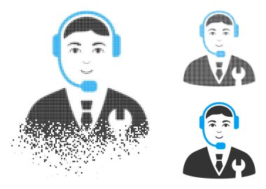 Dağılmakta yarı ton çağrı merkezi patron simge yüzü ile noktalı