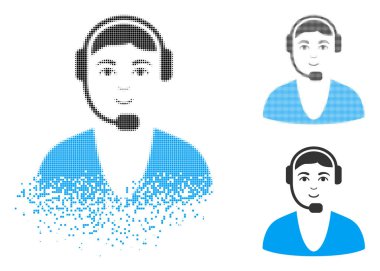 Nokta yarı ton çağrı merkezi adam simge yüzü ile dağınık