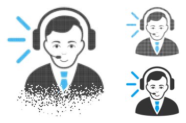 Yüz ile tahribe nokta yarı ton çağrı merkezi operatörü simgesi