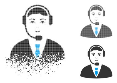 Dağılmakta yarı ton çağrı merkezi operatörü simge yüzü ile noktalı