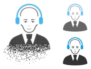 Pixelated yarı ton çağrı merkezi alt simge yüzü ile taşıma