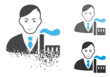 Yüz ile harcanmış piksel yarı ton kapitalist oligark simgesi