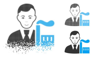 Kaybolan piksel yarı ton kapitalist oligark simgesiyle yüz