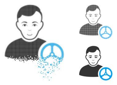 Piksel noktalı resim araba sürücüsü simgesini yüzü ile çözünmüş