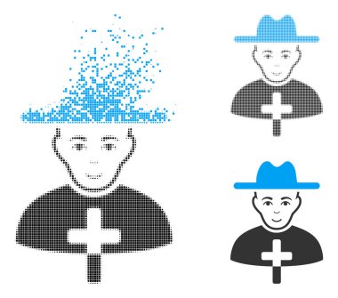 Yüz ile kırık noktalı yarım ton Katolik rahip simgesi