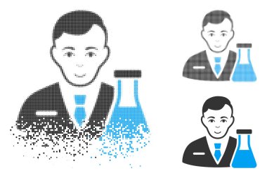 Yüz ile kırık nokta yarı ton Kimya adam simgesi