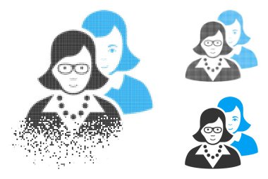 Piksel noktalı resim akıllı kadın simgesiyle yüz çözünmüş