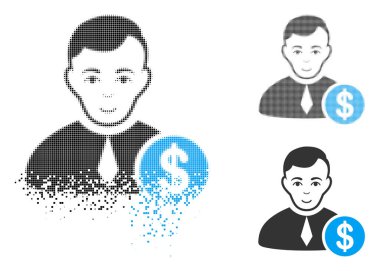 Yüz ile rendelenmiş piksel yarı ton ticari avukat simgesi