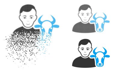 Noktalı yarım ton inek çiftçi simgesi yüz zarar