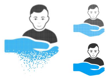 Simge yüzü eriterek, pixelated yarı ton ve hasarsız tüm türevleri ile müşteri destek ver. Parçaları vektör kaybolan müşteri destek el şekil oluşur.