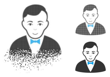 Yüz ile kırık Pixelated yarı ton satıcı simgesi