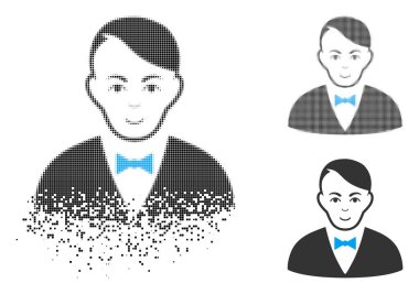 Yüz ile tahribe Pixelated yarı ton satıcı simgesi