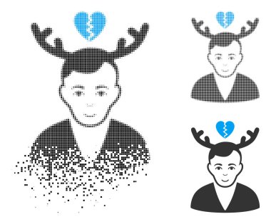 Boynuzlu koca simge yüzü parçalanmış nokta yarı ton aldattı