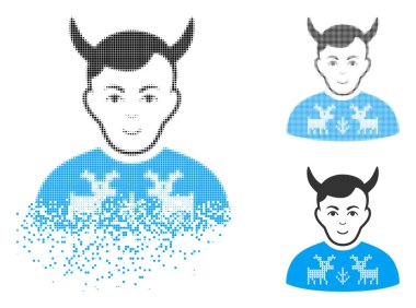 Pixelated yarı ton geyikler kazak boynuzlu koca simge yüzü yok