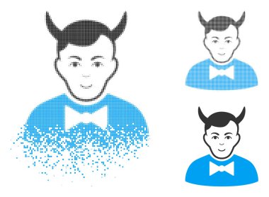 Yüz ile hareketli Pixelated yarı ton şeytan simgesi