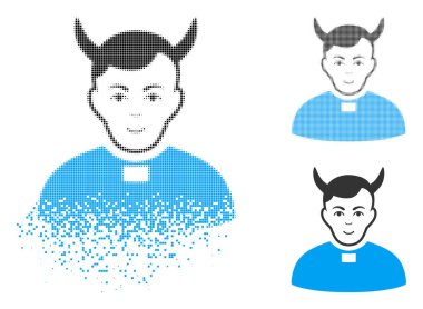 Yüz ile kaybolan piksel yarı ton şeytan rahip simgesi