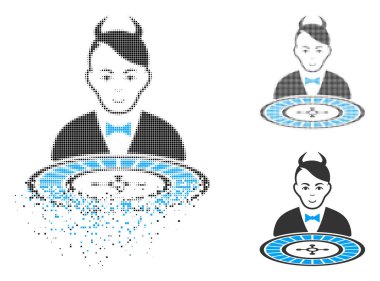 Noktalı yarım ton şeytan rulet satıcı simge yüzü ile kırık