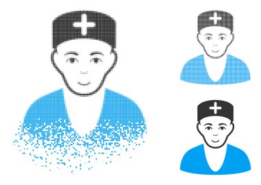 Yüz ile toz nokta yarı ton Doktor simgesi