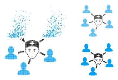 Yüz ile eriterek piksel yarı ton Doktor bağlantılı hastalar simgesi