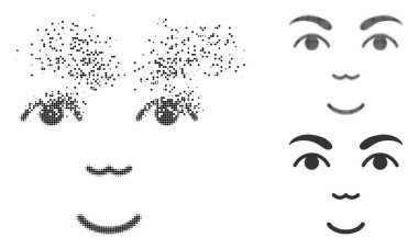 Harcanmış piksel yarı ton yüz simgesi ile yüz