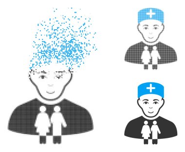 Noktalı yarım ton aile doktoru simge yüzü parçalanmış