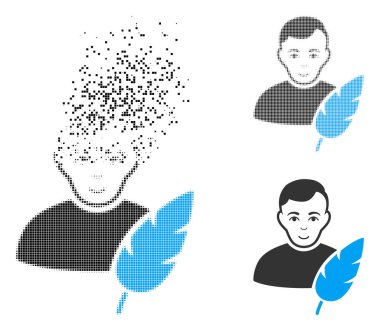 Nokta yarı ton tüy yazar simge yüzü ile çözünmüş