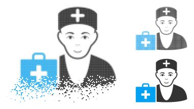 Kaybolan nokta noktalı resim ilk yardım Doktor simgesiyle yüz