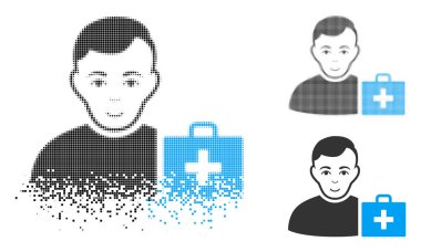 Kaybolan piksel noktalı resim ilk yardım adam simgesiyle yüz