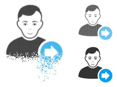 Kullanıcı simgesi yüz ile takip harcanmış nokta noktalı resim