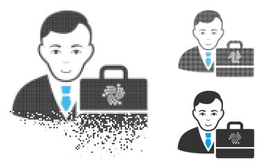 Yüz ile kırık noktalı yarım ton Iota Accounter simgesi