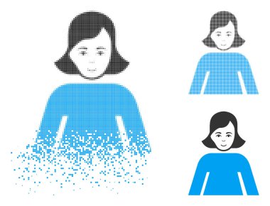 Yüz harcanmış noktalı yarım ton kadın simgesiyle