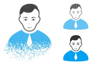 Pixelated yarı ton avukat simgesi yüz dağılmakta