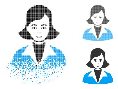 Yüz kaybolan piksel yarı ton kadın simgesiyle