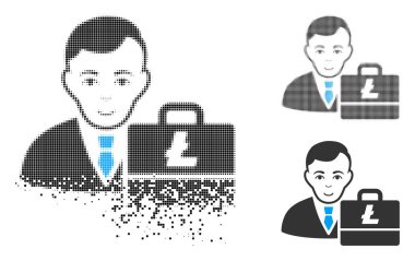 Noktalı yarım ton Litecoin Accounter simgesi yüz ile rendelenmiş