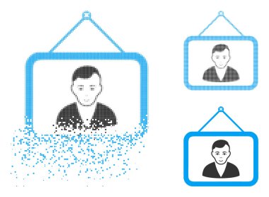 Noktalı yarım ton adam portre simge yüzü ile dağınık