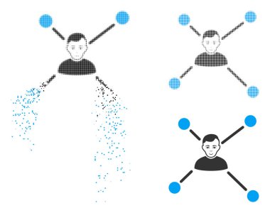 Yüz ile kırık nokta yarı ton adam bağlantıları simgesi