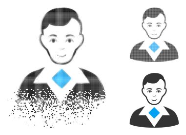 Yüz ile dağınık nokta yarı ton adam simgesi