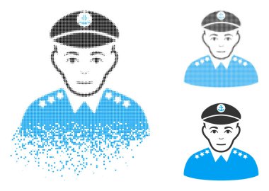 Yüz ile toz Pixelated yarı ton askeri Kaptan simgesi