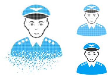 Yüz harcanmış piksel yarı ton askeri Pilot subay simgesiyle