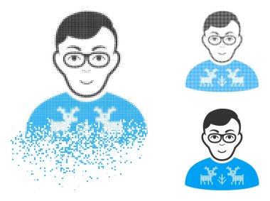 Yüz ile kaybolan nokta yarı ton inek çocuk simgesi