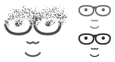 Noktalı yarım ton inek yüz simgesi yüzü parçalanmış