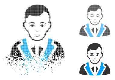 Noktalı yarım ton asil beyefendi simge yüzü parçalanmış