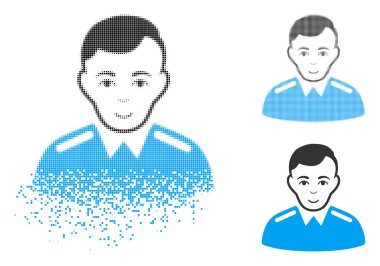 Yüz ile dağınık Pixelated yarı ton memur simgesi