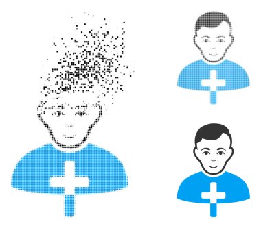 Nokta yarı ton Ortodoks rahip simge yüzü ile dağınık