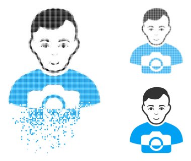 Yüz ile kırık noktalı yarım ton fotoğrafçı simgesi