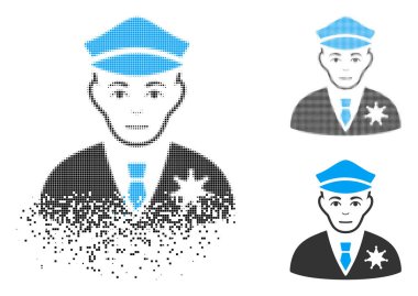 Dağılmakta yarı ton polis simge yüzü ile noktalı