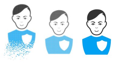 Yüz ile kırık nokta yarı ton polis memuru simgesi